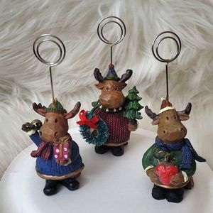 3 Christmas Moose Photo Holder set